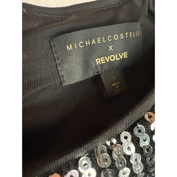 Revolve X Michael Costello Leanne sequin mini dress size S silver black - Picture 5 of 11